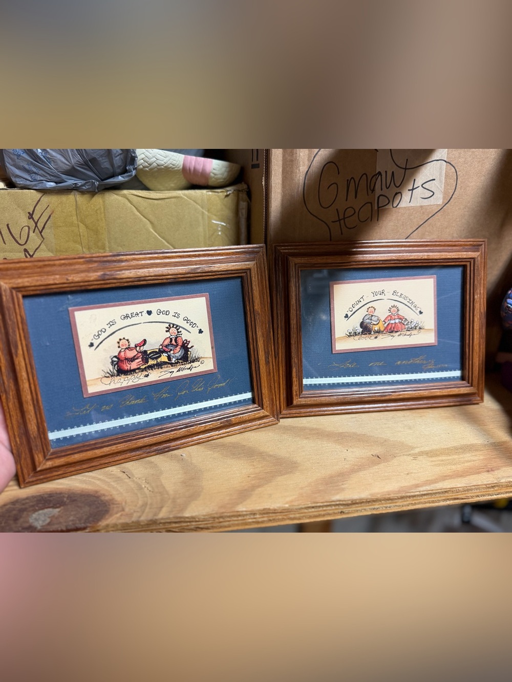 Framed Country Art Print in Blue and Brown - Home Accents